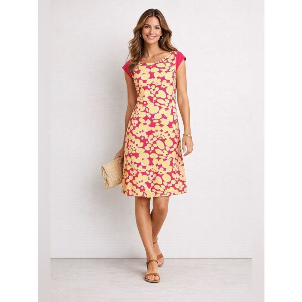 BODEN Printed Viscose Front Plain Jersey Back Harbour Island Dress size 6